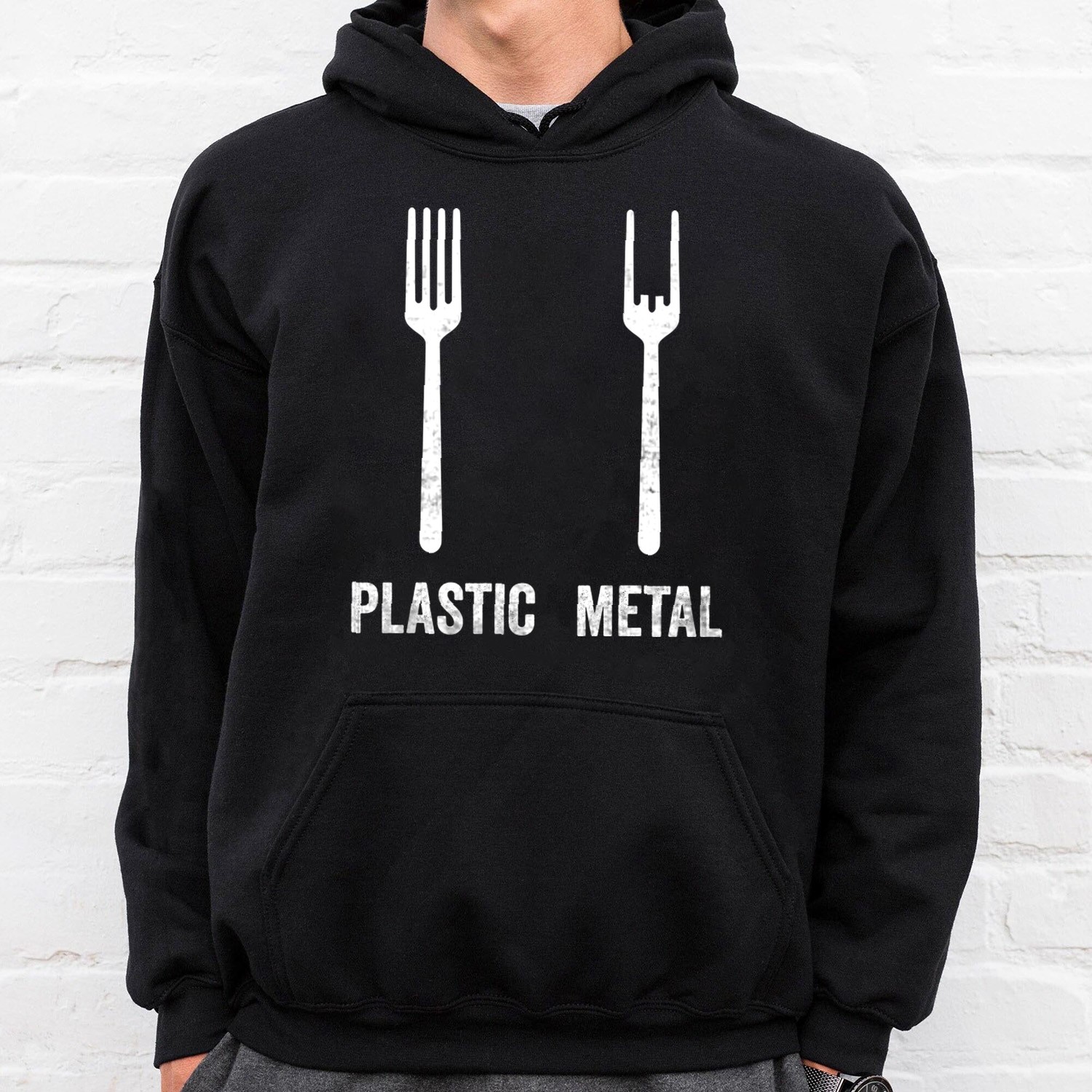 Plastic Metal Fork Funny Metalhead Quote Metal Music Lover T Shirt 5 hoodie mockup 2